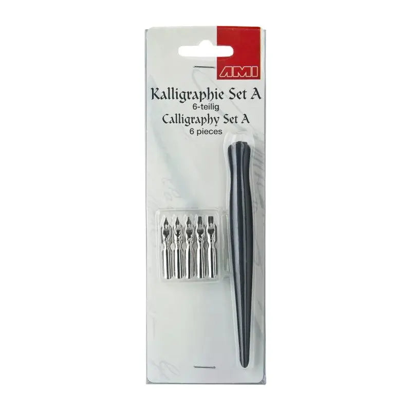 AMI | Kalligraphie Set A | Federhalter und 5 dicke Schreibfedern | 6tlg.