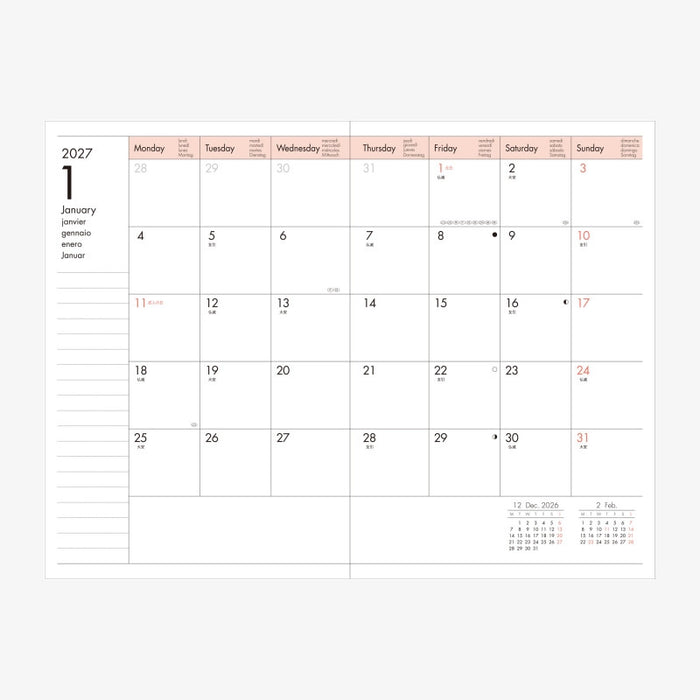 Marks | Wochenplaner | 16 Monate | Sept. 2026 – Dez. 2027 | Birds Red | Format: B6