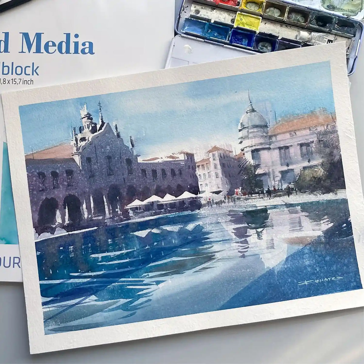 Aquarellbild-auf-dem Mixed-Media-Papier