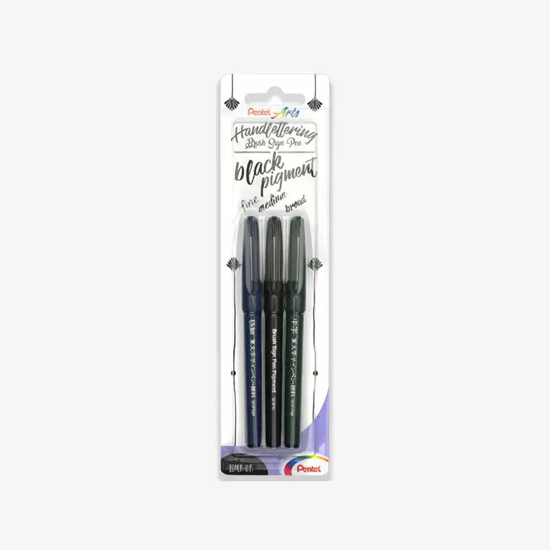 Pentel | Sign Pen Brush | Black Pigment | 3er Set