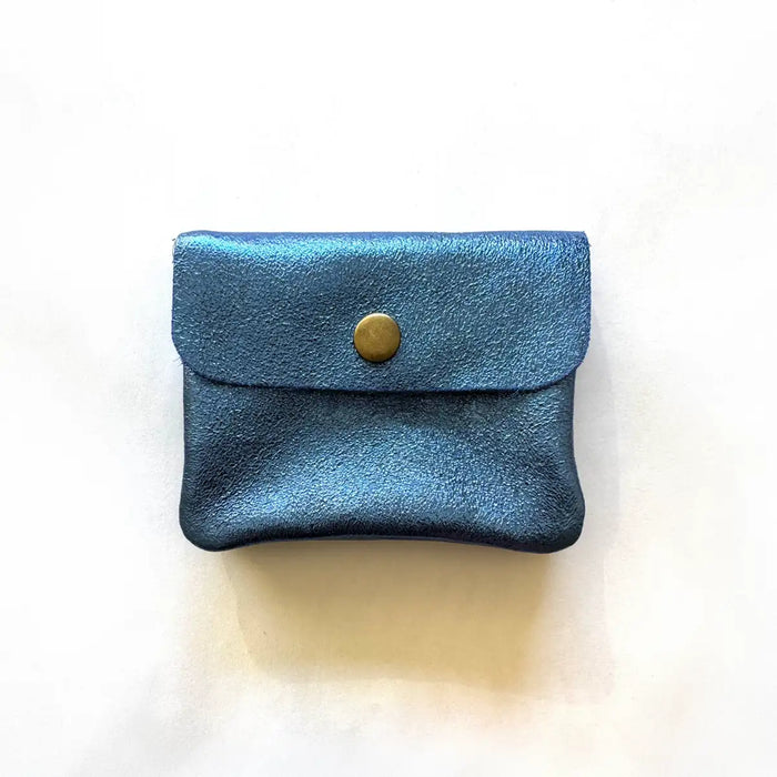 Portemonnaie | Leder | Electro Rainbow | Münz- Kartenetui | 11 x 8 x 2 cm | Metallic Blau