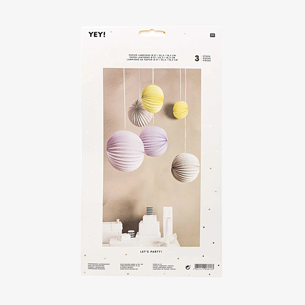 Rico Design / YEY! Let's Party / Lampions / Pastell / 3 Stück