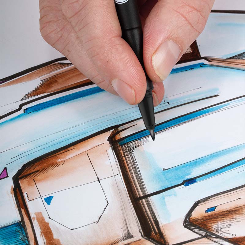 Molotow / Blackliner Set 3 / wasserfest / permanent /chisel/round/calligraphy/brush