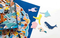 LAurence-King-Verlag-299-Meerestiere-und-1Taucher-Puzzle-box-Verpackung-oben-geöffnet+Puzzleteile-Inhalt-2
