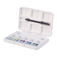 Van -Gogh- Aquarellfarbkasten- Primärfarben-Mischset-5 -Halbschalen + 7- Leerräume-aufgeklappt