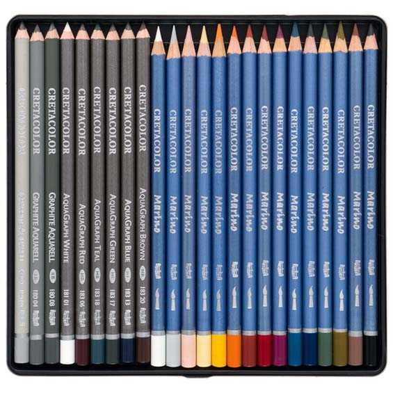 cretacolor / Aquarino Box / 24er Set / aquarellierbare Künstlerstifte / Aquarellstifte