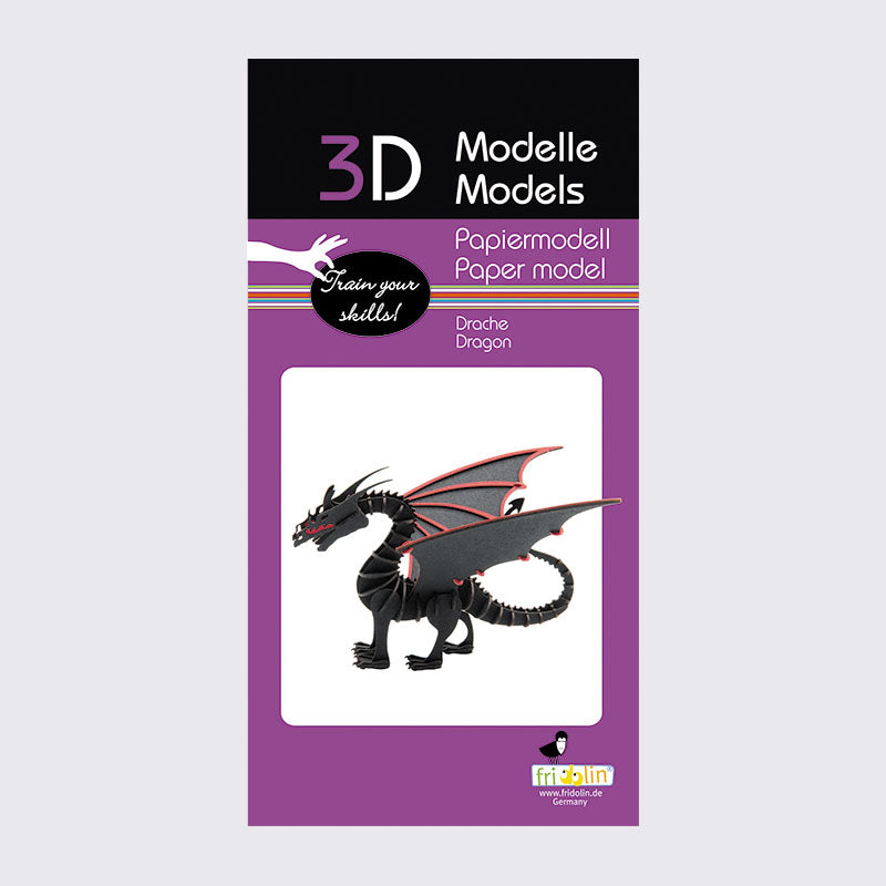Fridolin_3d_Papiermodell_Drache-2-Spezialkarton-gelasert-Verpackung-Vorderansicht