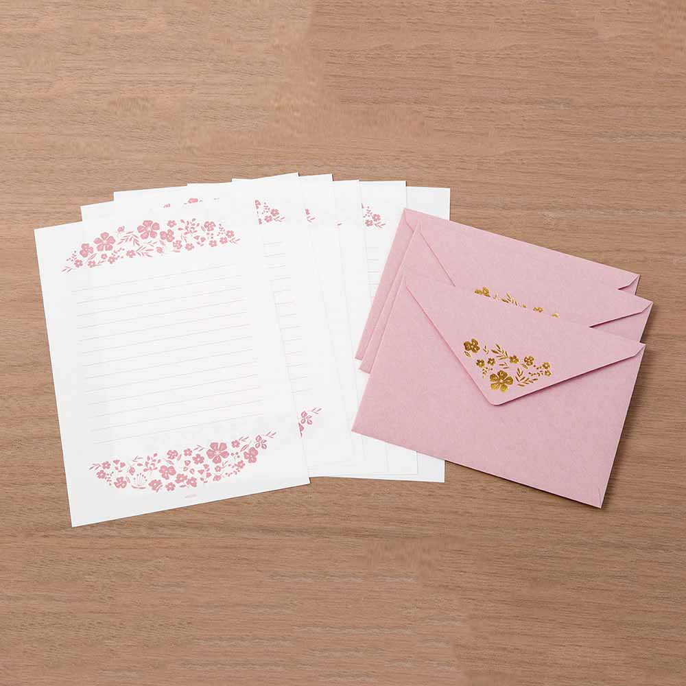 Briefset / Midori/ Letterpress / Letter Set Foil-Stamped Envelopes / Flowers