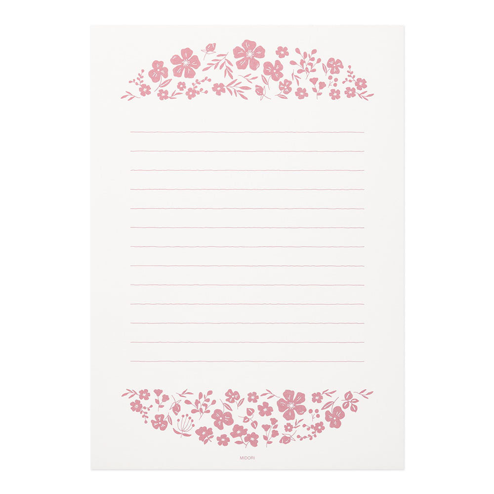Briefset / Midori/ Letterpress / Letter Set Foil-Stamped Envelopes / Flowers