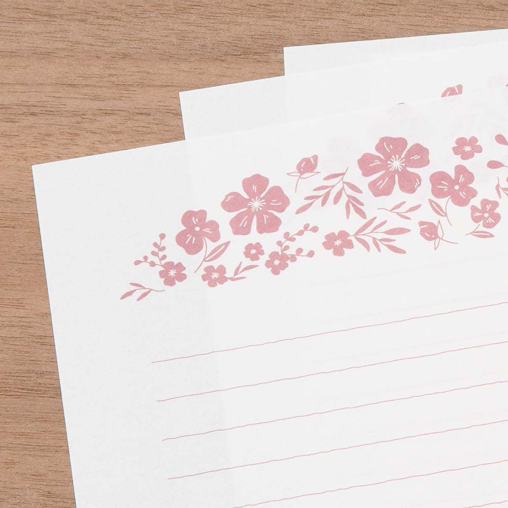 Briefset / Midori/ Letterpress / Letter Set Foil-Stamped Envelopes / Flowers