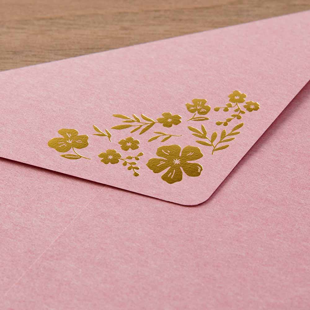 Briefset / Midori/ Letterpress / Letter Set Foil-Stamped Envelopes / Flowers