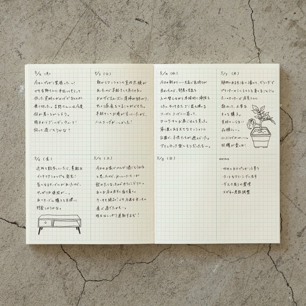 Midori-MD-Notebook-A5-GridBlock_Notizbuch-Cover-Produktansicht-Beispielfoto