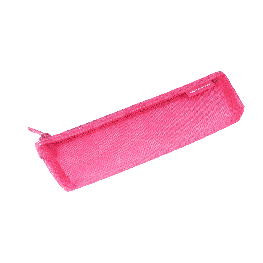 Pinke-Stiftetasche-aus-nylon-Gewebe-Mesh-Produktansicht-Seitlicjh